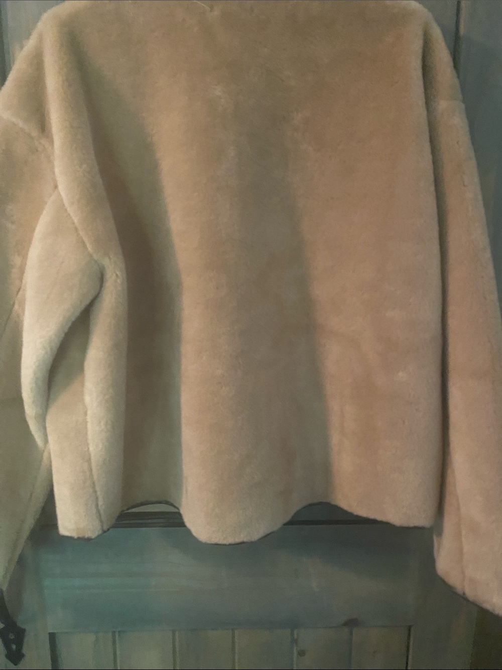 Le Lis Tan Faux Shearling Toggle Coat with Dark Trim - Picture 4 of 7